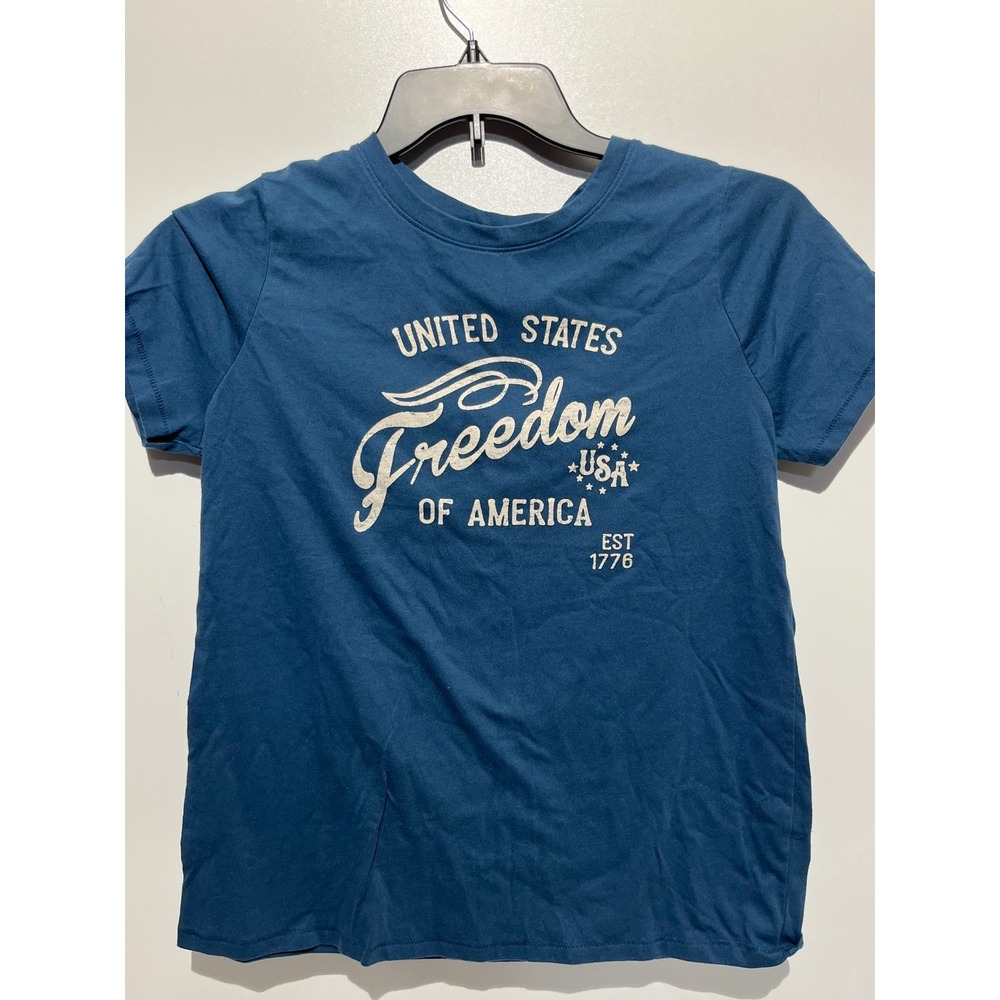Sonoma Goods For Life Mens Medium‎ Teal Blue Freedom USA Patriotic Graphic